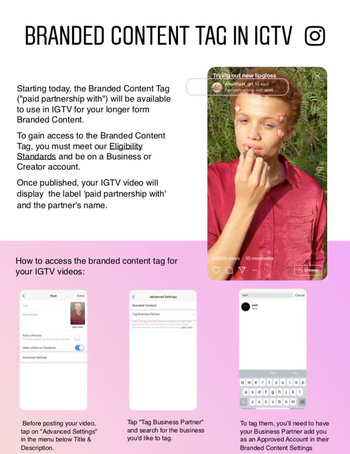 Instagram Branded Content Tags for IGTV overview