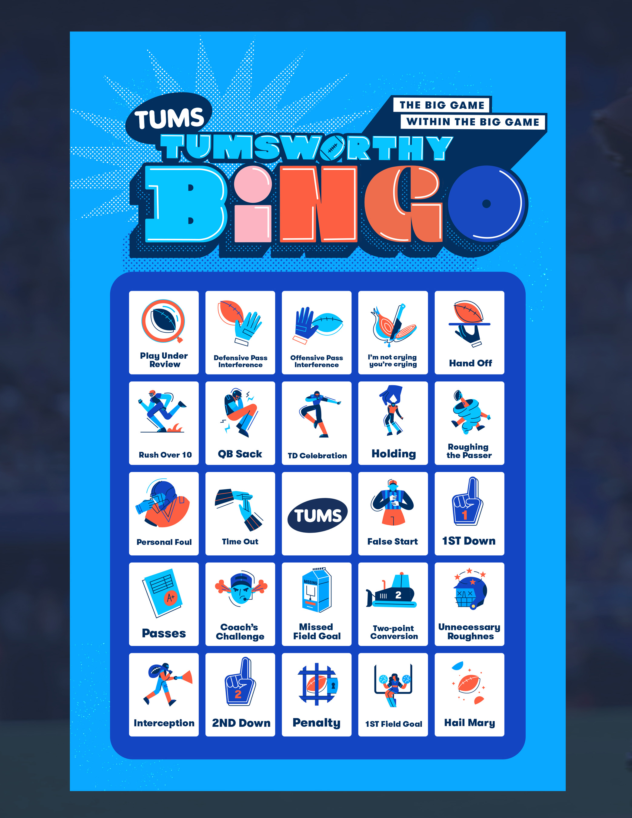 Tums bingo card.